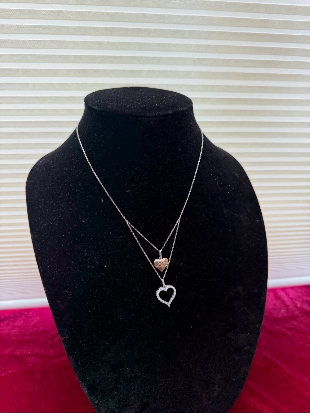 925 Sterling Silver 2 Layers Hearts Necklace